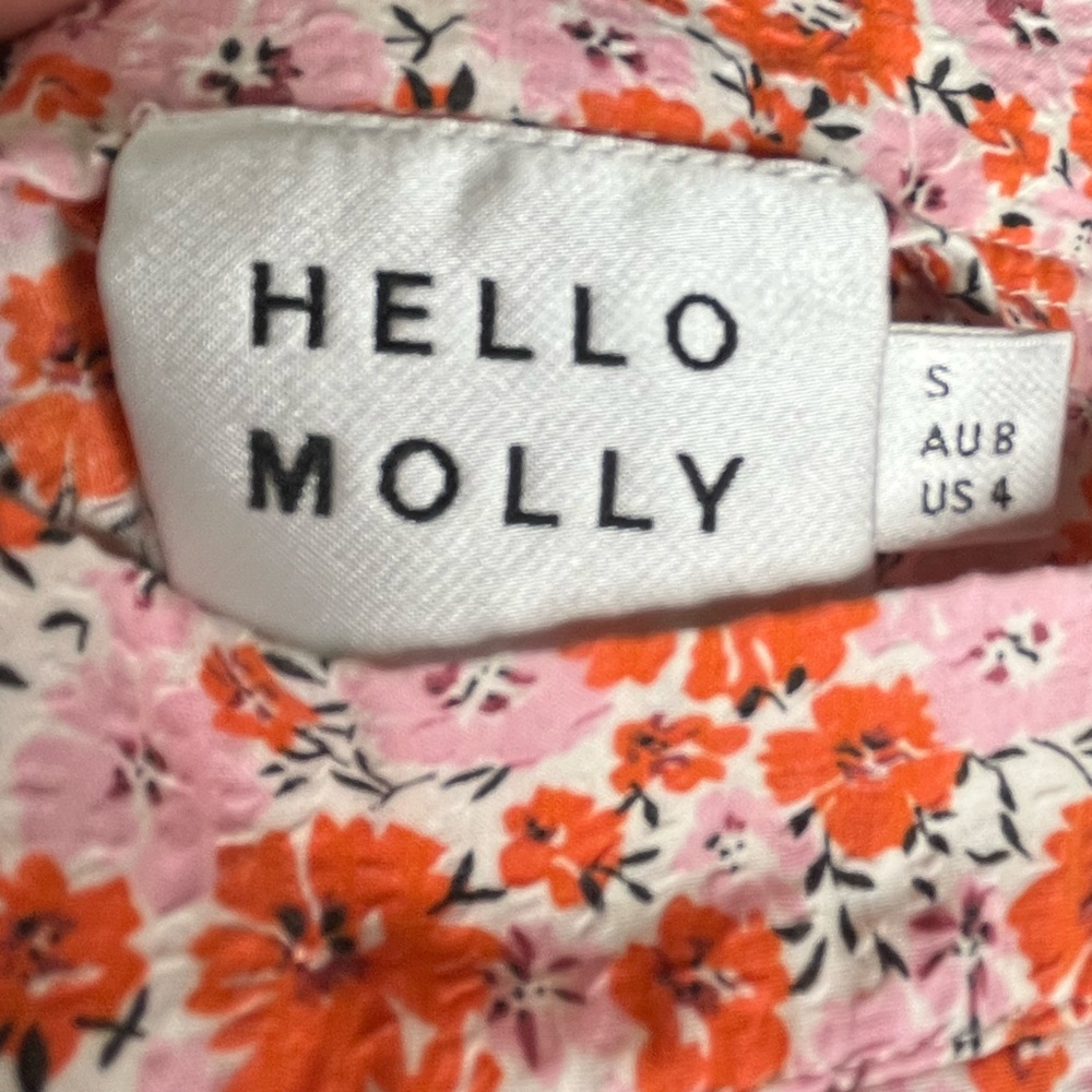 Hello Molly Pink Orange Cotton High Waisted Floral Print Shorts Size 4 - Picture 7 of 7